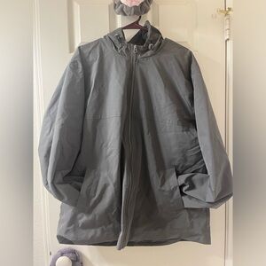 weatherproof men’s gray zip up hooded windbreaker jacket NWOT